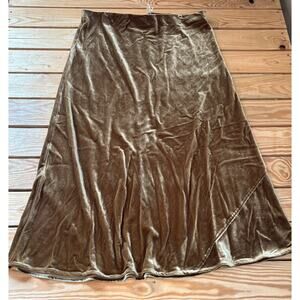 Faherty NWT $178 Women’s Stretch Silk velvet skirt Size XL Gold Ba